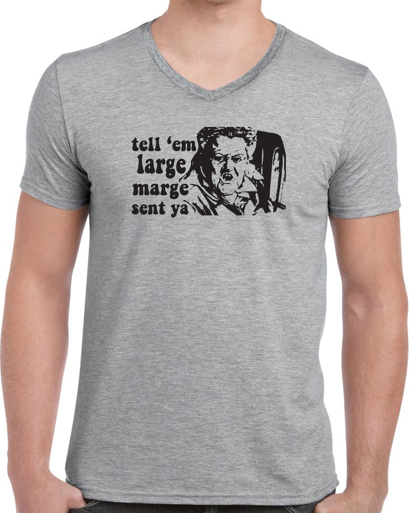 Tell Em Large Mare Sent Ya Mens V-Neck Shirt Pee Wee Big Adventure 80s Movie Vintage Retro Bike