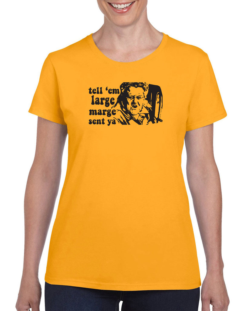 Tell Em Large Mare Sent Ya Womens T-Shirt Pee Wee Big Adventure 80s Movie Vintage Retro Bike