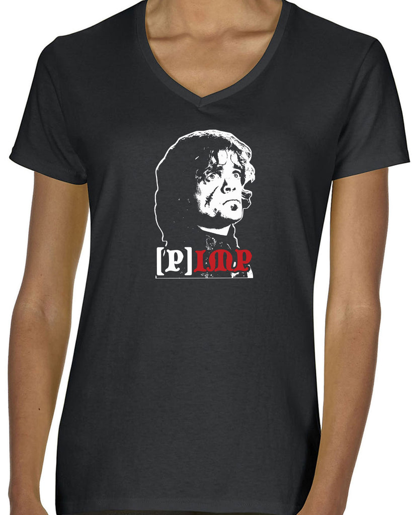 Pimp Imp Womens V-Neck Shirt Game Of Thrones House Lannister Tyrion King Fantasy Tv Show Vintage Retro