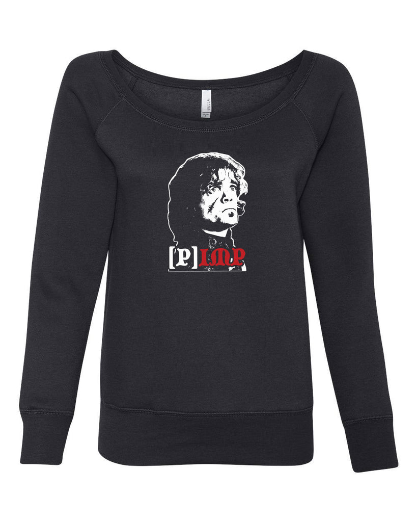 Pimp Imp Womens Off The Shoulder Crew Sweatshirt Game Of Thrones House Lannister Tyrion King Fantasy Tv Show Vintage Retro