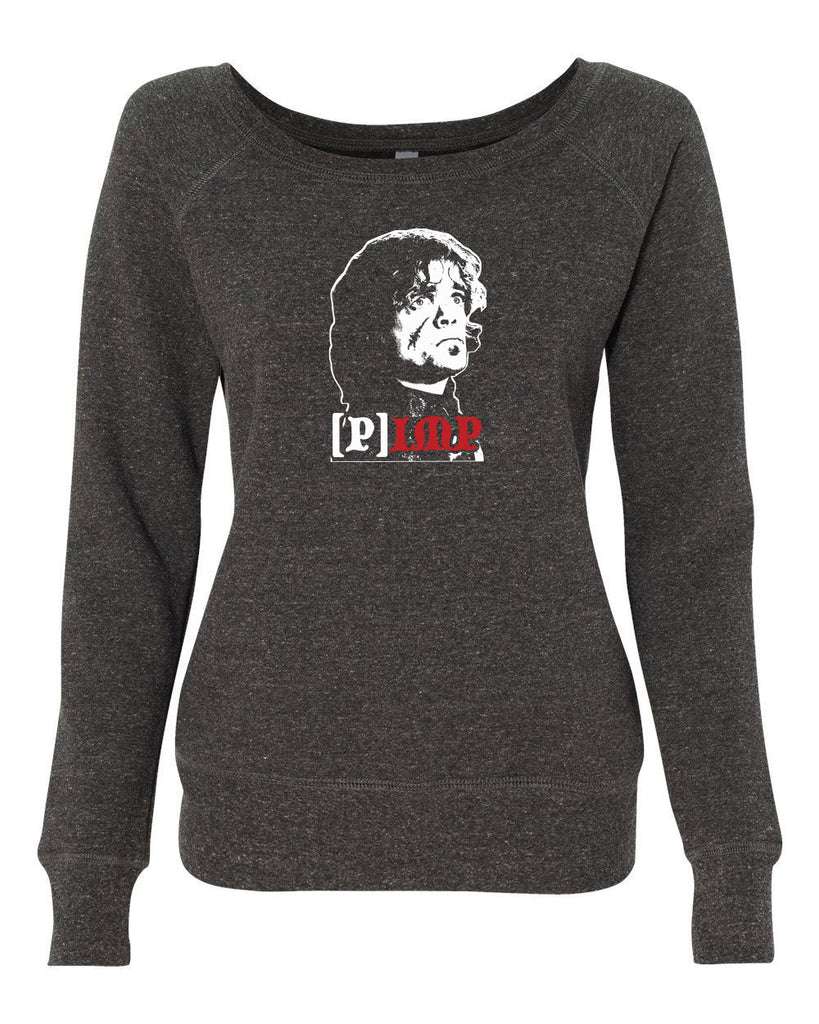 Pimp Imp Womens Off The Shoulder Crew Sweatshirt Game Of Thrones House Lannister Tyrion King Fantasy Tv Show Vintage Retro