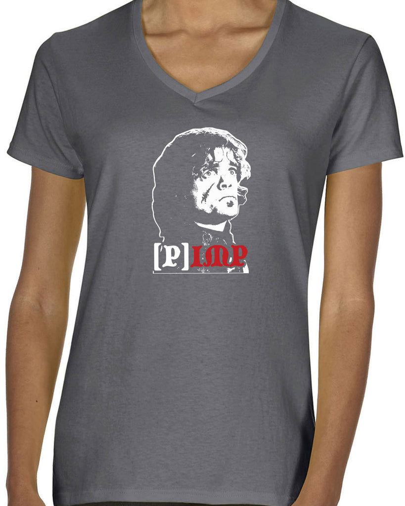 Pimp Imp Womens V-Neck Shirt Game Of Thrones House Lannister Tyrion King Fantasy Tv Show Vintage Retro