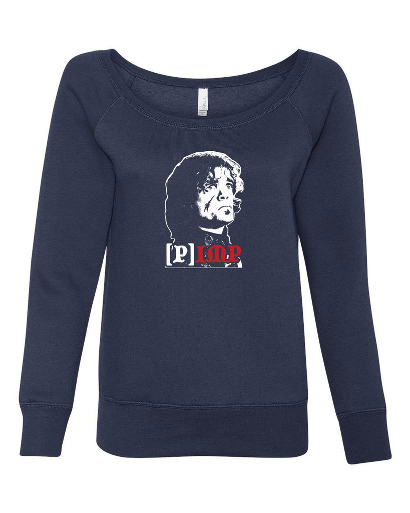 Pimp Imp Womens Off The Shoulder Crew Sweatshirt Game Of Thrones House Lannister Tyrion King Fantasy Tv Show Vintage Retro