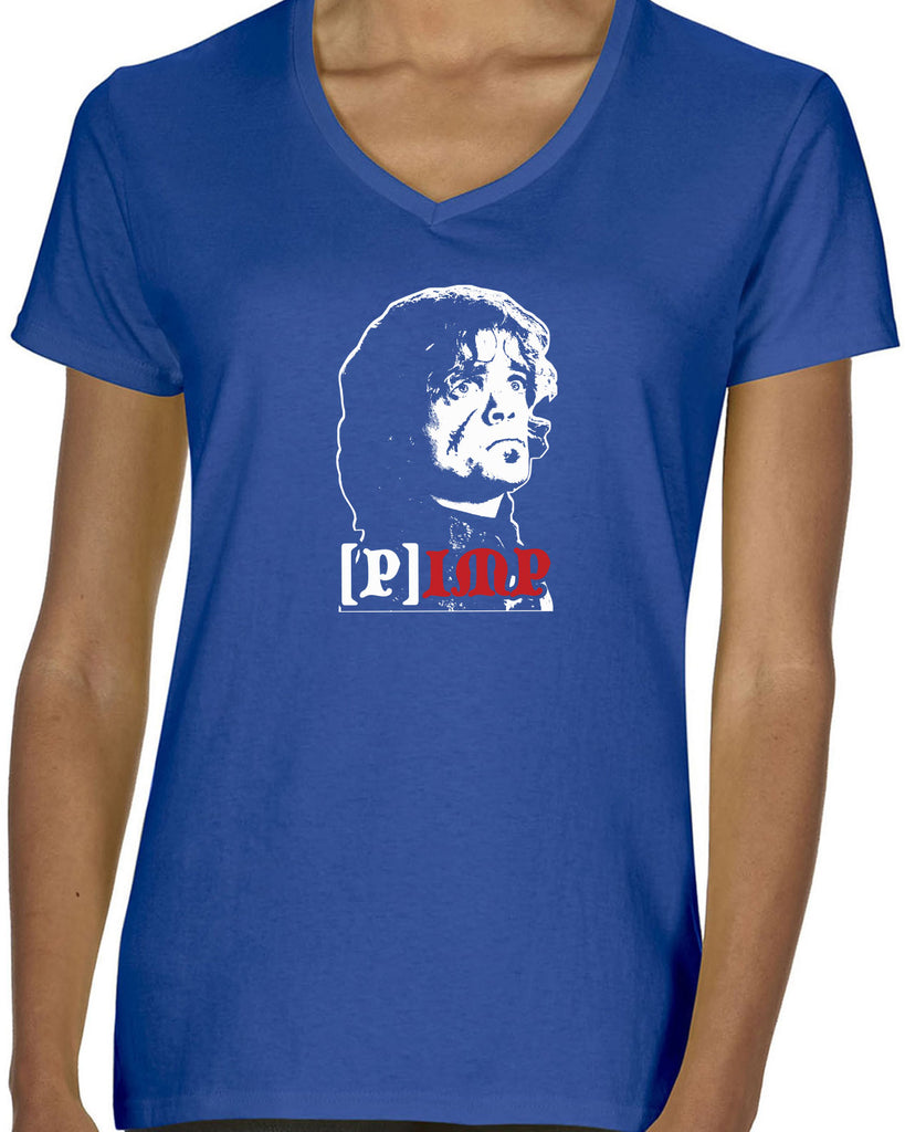 Pimp Imp Womens V-Neck Shirt Game Of Thrones House Lannister Tyrion King Fantasy Tv Show Vintage Retro