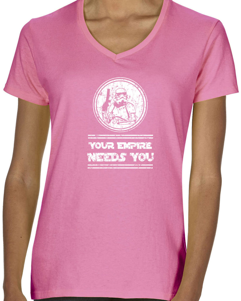 Your Empire Needs You Womens V-Neck Shirt Star Geek Wars Sci Fi Storm Trooper Darkside Jedi Death Star Vintage Retro