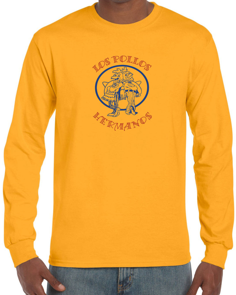 Los Pollos Hermanos Mens Long Sleeve Shirt Funny Breaking Bad Fried Chicken Walt White TV Show Vintage Retro