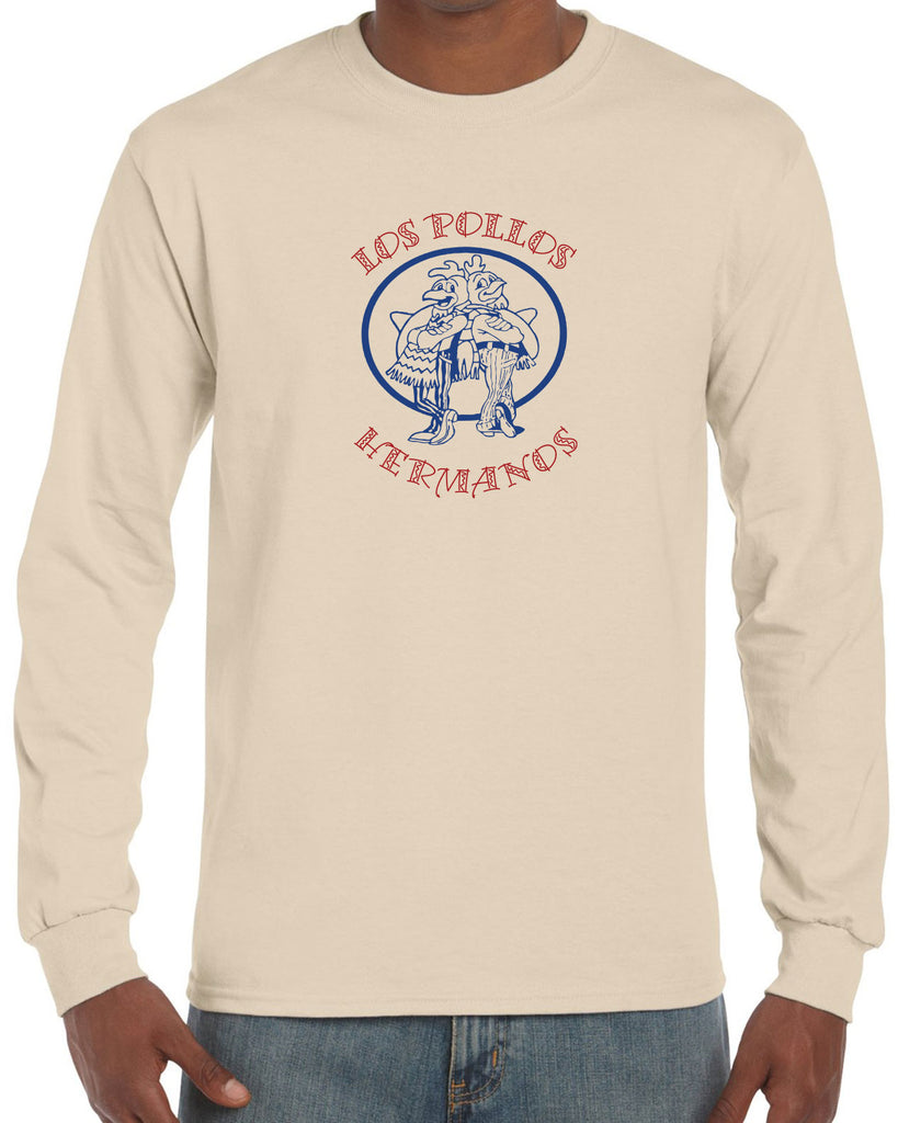 Los Pollos Hermanos Mens Long Sleeve Shirt Funny Breaking Bad Fried Chicken Walt White TV Show Vintage Retro