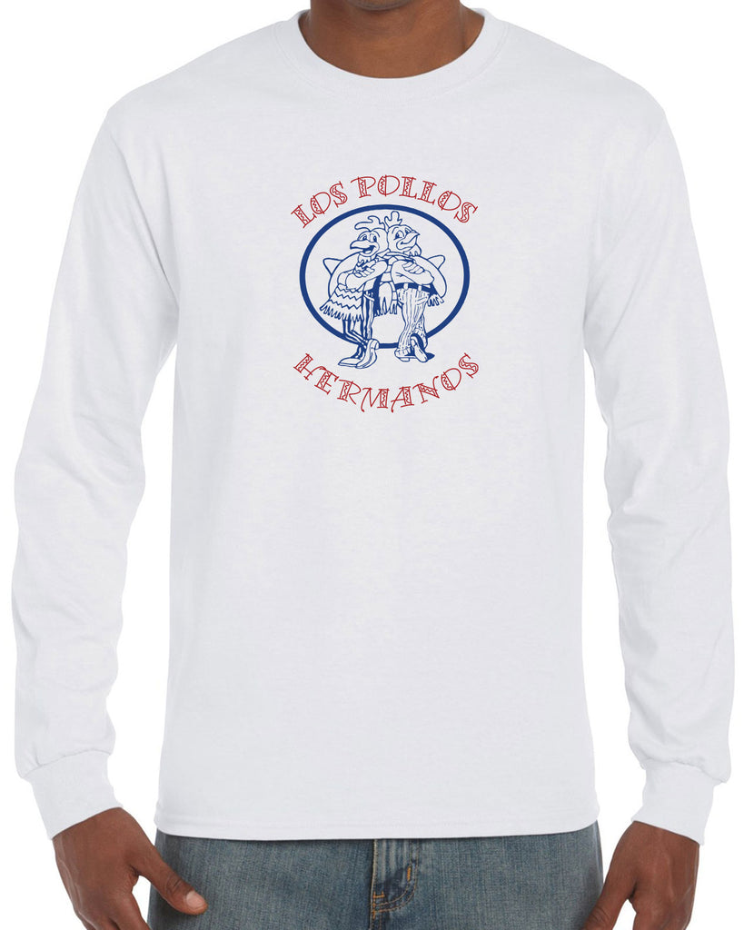Los Pollos Hermanos Mens Long Sleeve Shirt Funny Breaking Bad Fried Chicken Walt White TV Show Vintage Retro