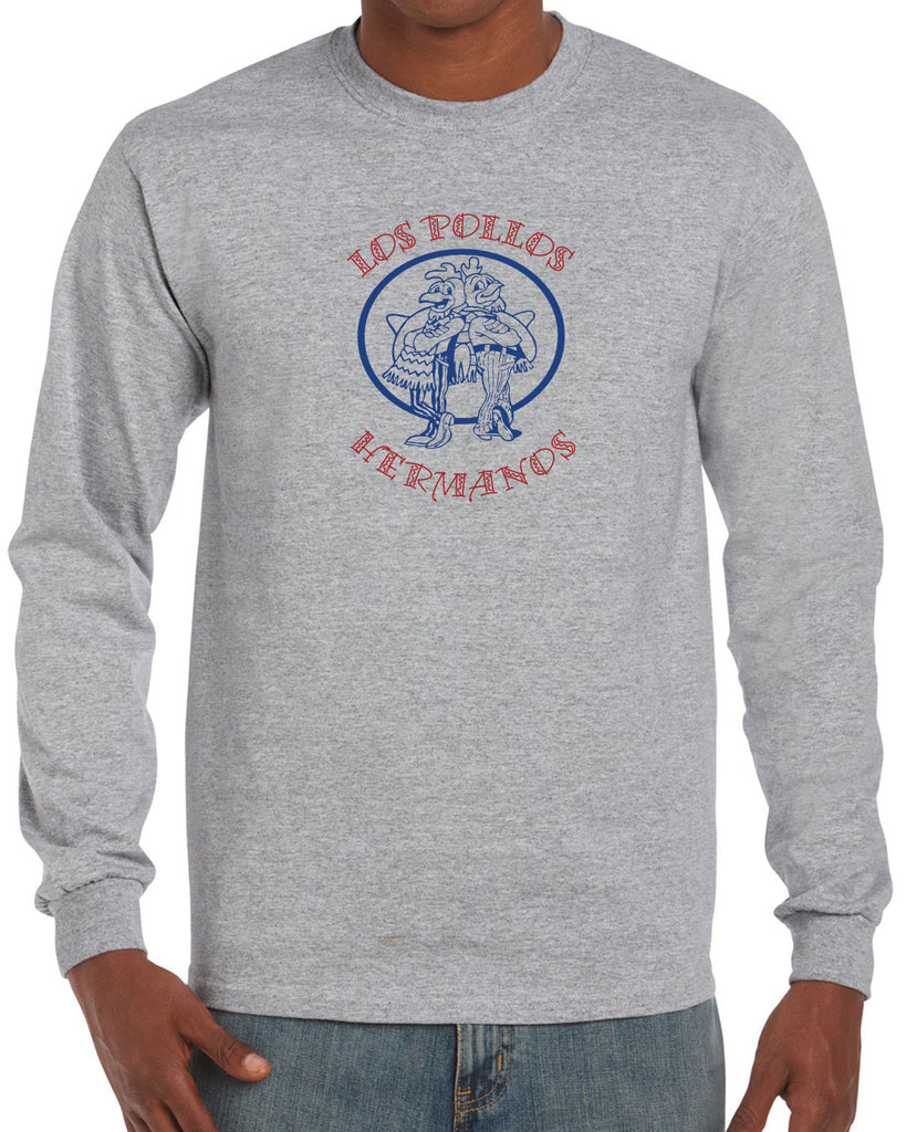 Los Pollos Hermanos Mens Long Sleeve Shirt Funny Breaking Bad Fried Chicken Walt White TV Show Vintage Retro