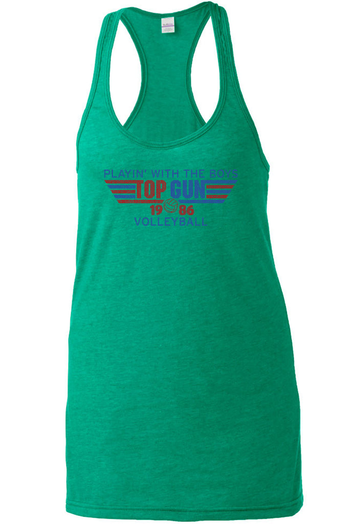 Top Gun Volleyball Racer Back Tank Top Racerback Fighter Pilot 80s Movie Party Halloween Costume Vintage Retro