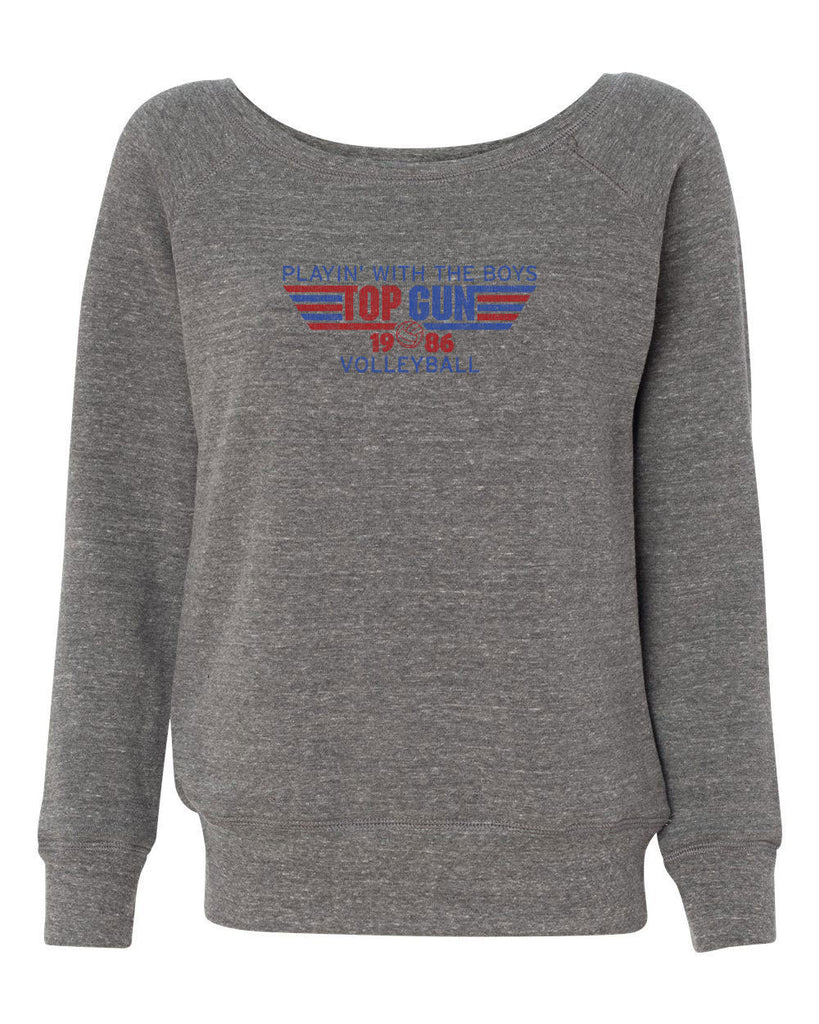 Top Gun Volleyball Off The Shoulder Crew Sweatshirt Fighter Pilot 80s Movie Party Halloween Costume Vintage Retro