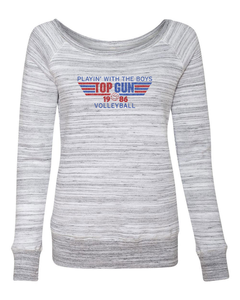 Top Gun Volleyball Off The Shoulder Crew Sweatshirt Fighter Pilot 80s Movie Party Halloween Costume Vintage Retro