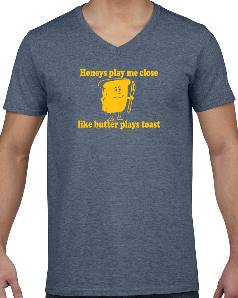 Honeys Play me Close Like Butter Plays toast Mens V-neck T-Shirt biggie pac 90s rap hip hop lyrics notorious gangster