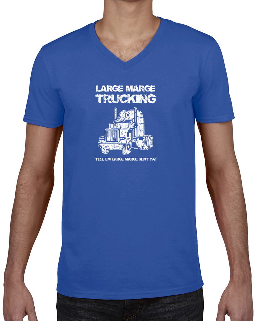 Large Marge Trucking Mens V-Neck Shirt Pee Wee's Big Adventure 80s Tell Em Large Marge Sent Ya Vintage Retro