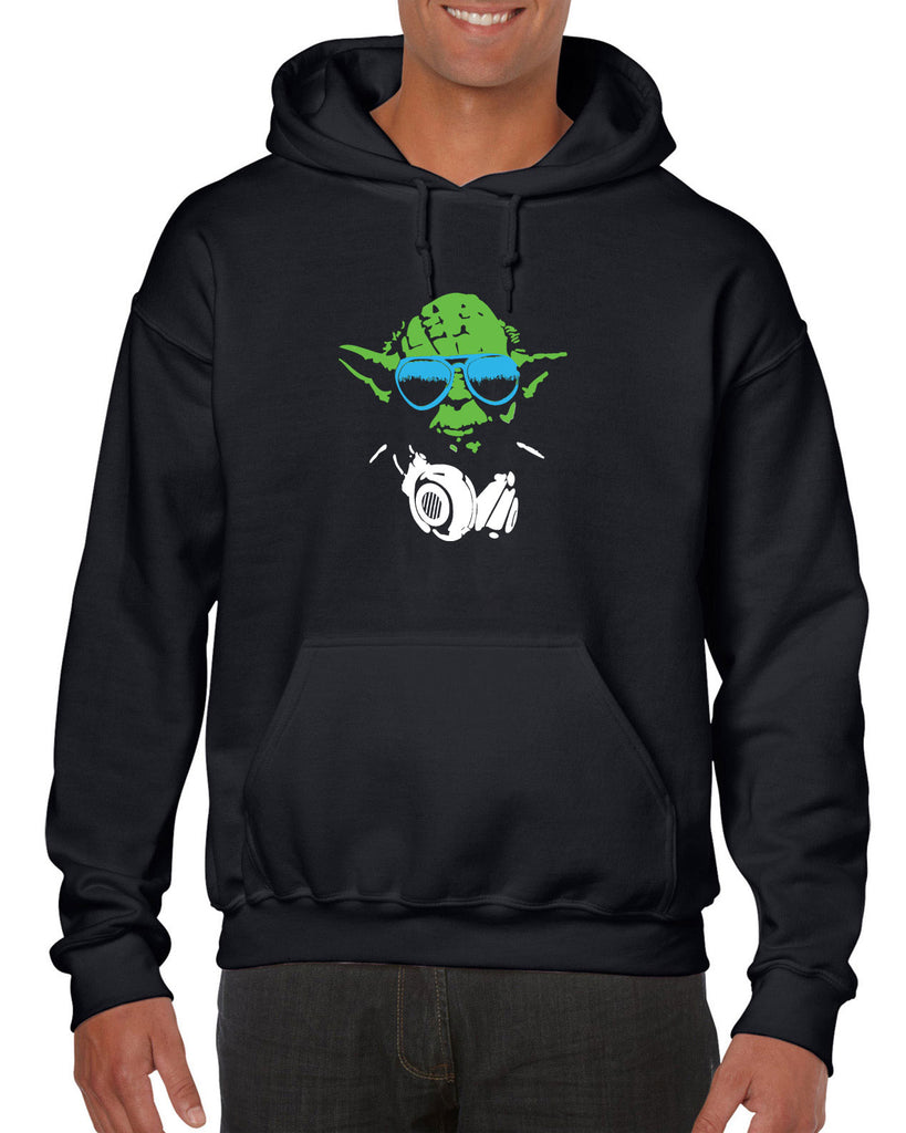 DJ Yoda Hoodie Hooded Sweatshirt Jedi Light Saber Movie Star Geek Nerd Wars Vintage Retro