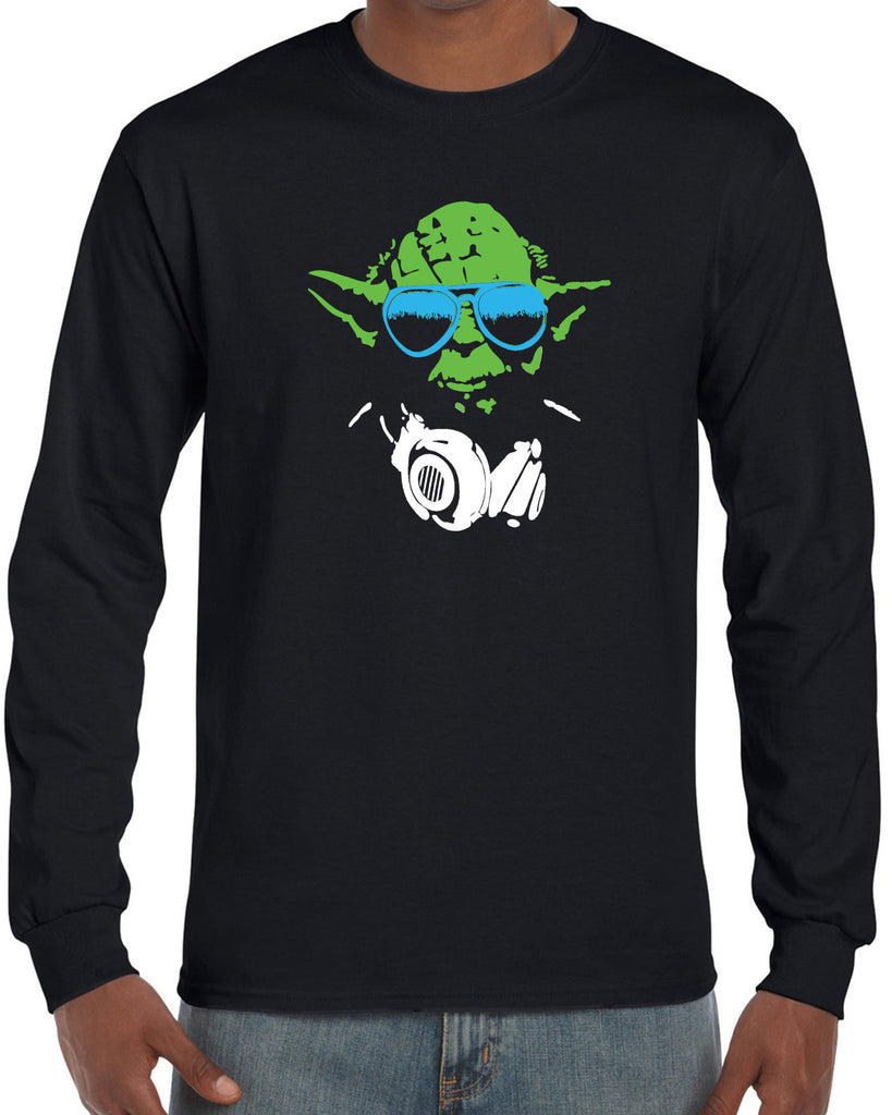 DJ Yoda Long Sleeve Shirt Jedi Light Saber Movie Star Geek Nerd Wars Vintage Retro