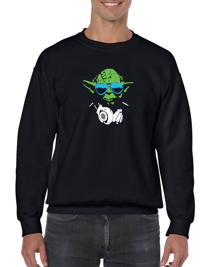 DJ Yoda Crew Sweatshirt Jedi Light Saber Movie Star Geek Nerd Wars Vintage Retro