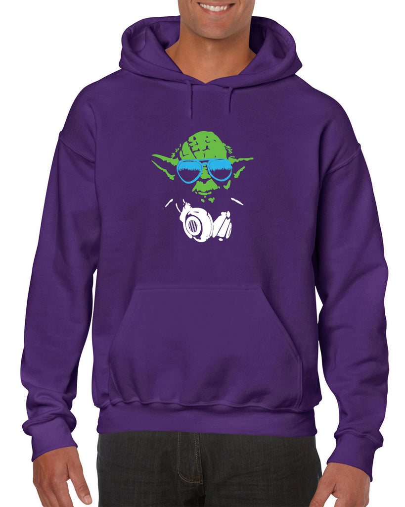 DJ Yoda Hoodie Hooded Sweatshirt Jedi Light Saber Movie Star Geek Nerd Wars Vintage Retro