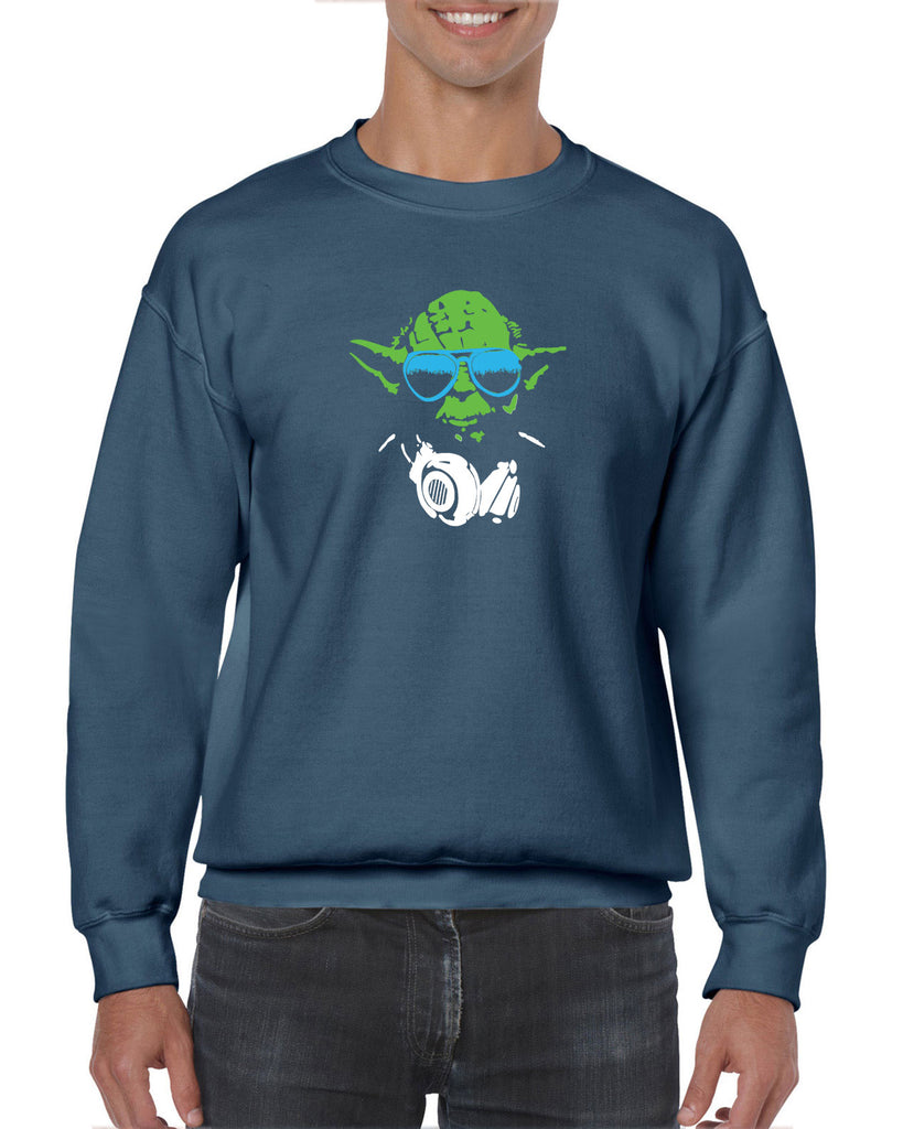 DJ Yoda Crew Sweatshirt Jedi Light Saber Movie Star Geek Nerd Wars Vintage Retro