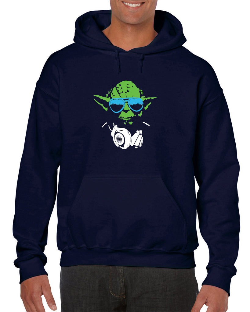 DJ Yoda Hoodie Hooded Sweatshirt Jedi Light Saber Movie Star Geek Nerd Wars Vintage Retro