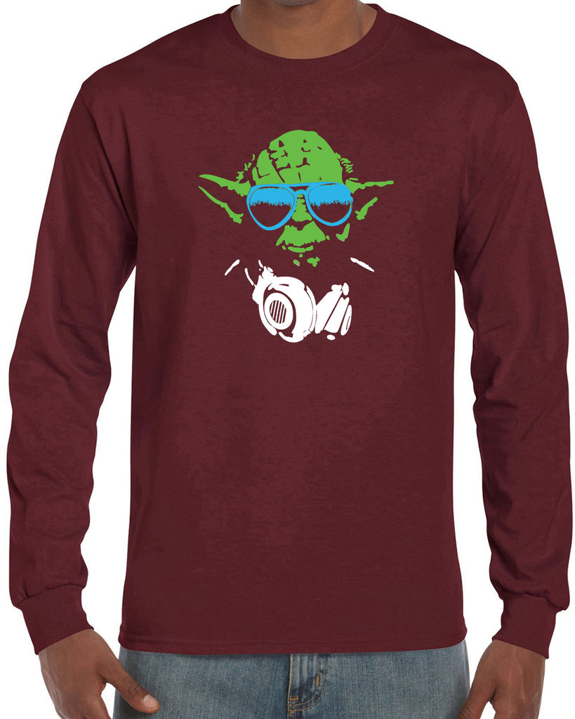 DJ Yoda Long Sleeve Shirt Jedi Light Saber Movie Star Geek Nerd Wars Vintage Retro