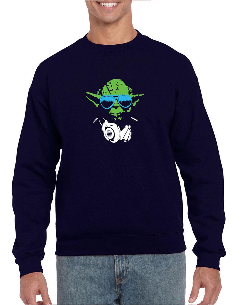 DJ Yoda Crew Sweatshirt Jedi Light Saber Movie Star Geek Nerd Wars Vintage Retro