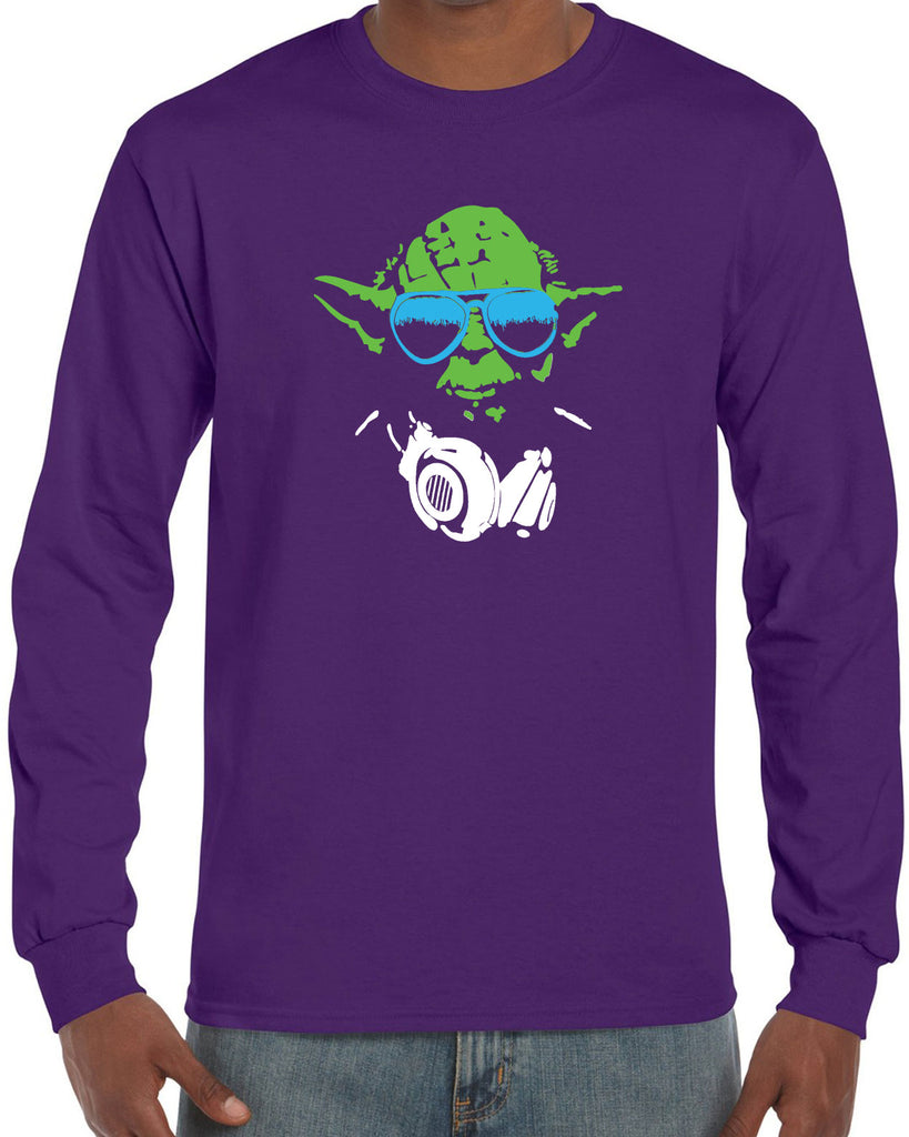 DJ Yoda Long Sleeve Shirt Jedi Light Saber Movie Star Geek Nerd Wars Vintage Retro