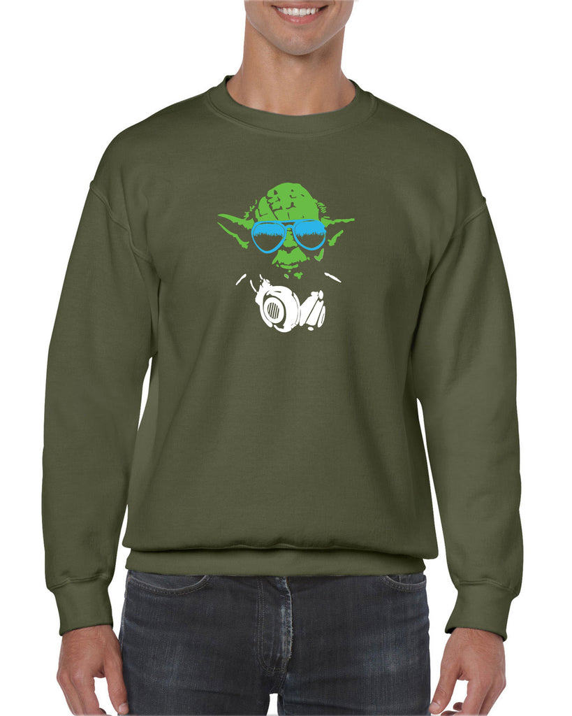 DJ Yoda Crew Sweatshirt Jedi Light Saber Movie Star Geek Nerd Wars Vintage Retro