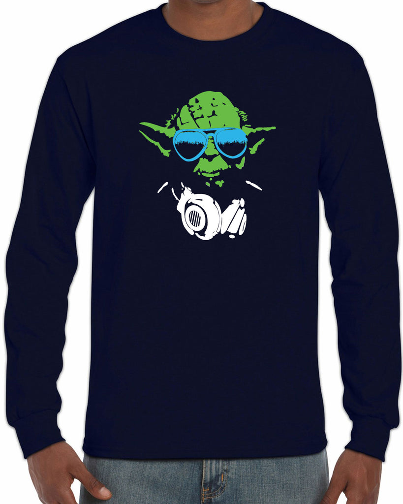 DJ Yoda Long Sleeve Shirt Jedi Light Saber Movie Star Geek Nerd Wars Vintage Retro