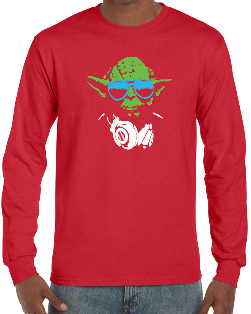 DJ Yoda Long Sleeve Shirt Jedi Light Saber Movie Star Geek Nerd Wars Vintage Retro