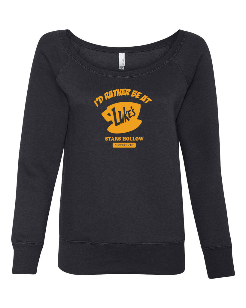 Luke's Diner Off The Shoulder Womens Crew Sweatshirt Stars Hallow Gilmore Girls Tv Show Dragon Fly Inn
