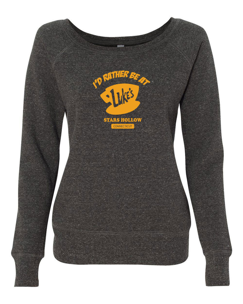 Luke's Diner Off The Shoulder Womens Crew Sweatshirt Stars Hallow Gilmore Girls Tv Show Dragon Fly Inn