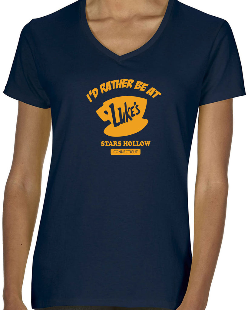 Luke's Diner Womens V-Neck Shirt Stars Hallow Gilmore Girls Tv Show Dragon Fly Inn