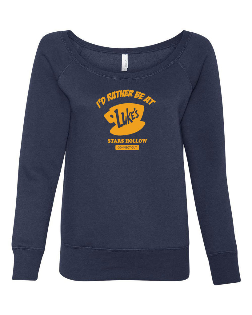 Luke's Diner Off The Shoulder Womens Crew Sweatshirt Stars Hallow Gilmore Girls Tv Show Dragon Fly Inn