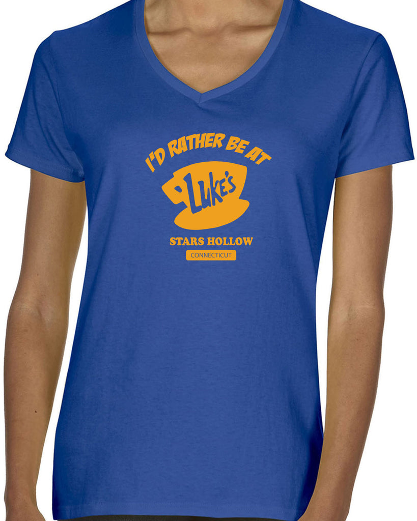 Luke's Diner Womens V-Neck Shirt Stars Hallow Gilmore Girls Tv Show Dragon Fly Inn