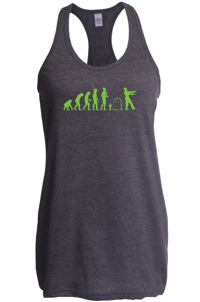 Zombie Evolution Racer Back Racerback Tank Top Funny Dead Undead Walking Dead Scary Horror Halloween Costume