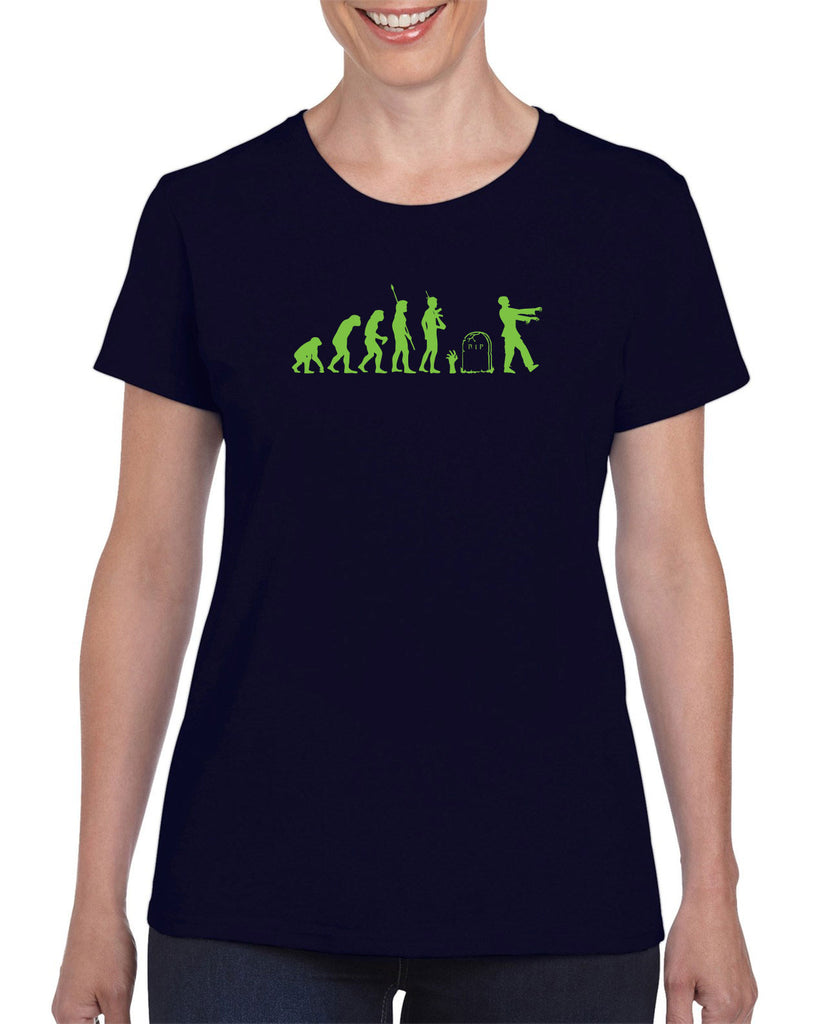Zombie Evolution Womens T-Shirt Funny Dead Undead Walking Dead Scary Horror Halloween Costume