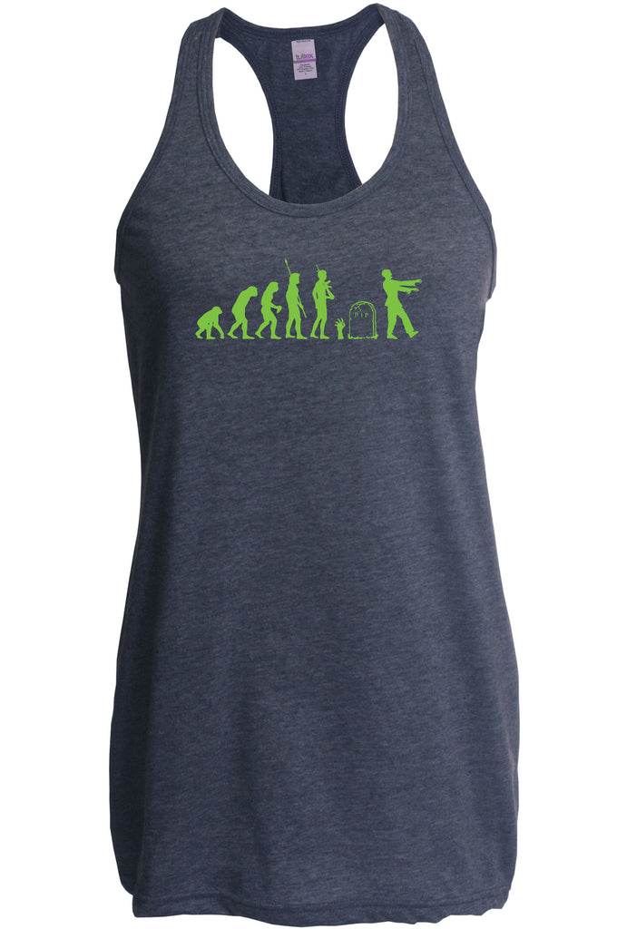 Zombie Evolution Racer Back Racerback Tank Top Funny Dead Undead Walking Dead Scary Horror Halloween Costume