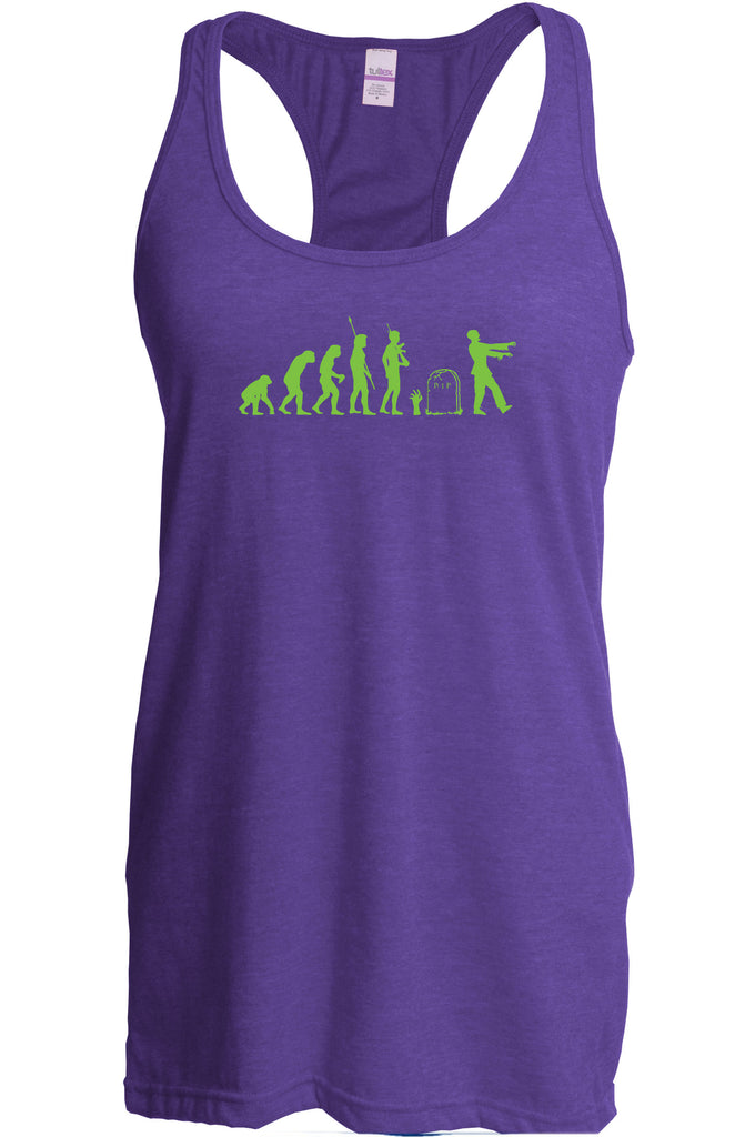 Zombie Evolution Racer Back Racerback Tank Top Funny Dead Undead Walking Dead Scary Horror Halloween Costume