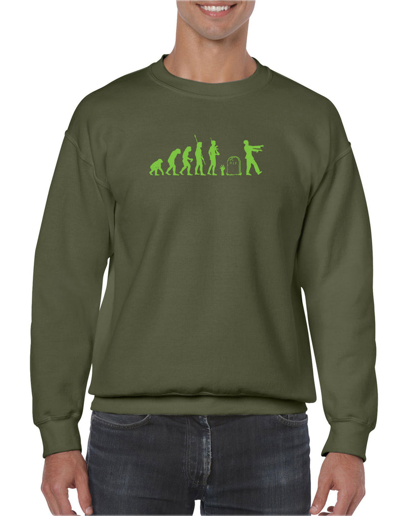 Zombie Evolution Crew Sweatshirt Funny Dead Undead Walking Dead Scary Horror Halloween Costume