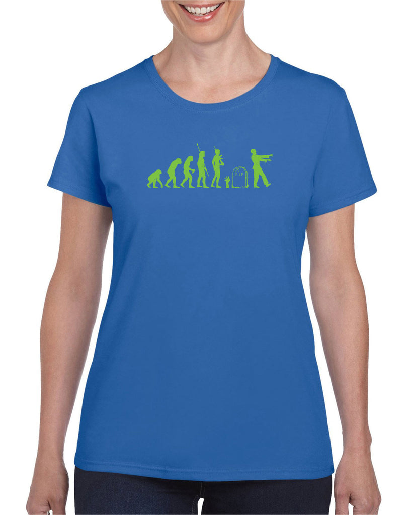 Zombie Evolution Womens T-Shirt Funny Dead Undead Walking Dead Scary Horror Halloween Costume