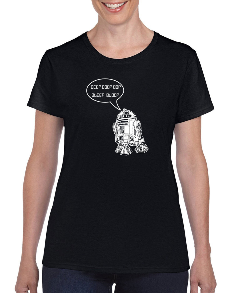 Beep Boop Bop Bleep Bloop Womens T-Shirt Funny Droid Star Wars 3CPO Jedi Geek Nerd