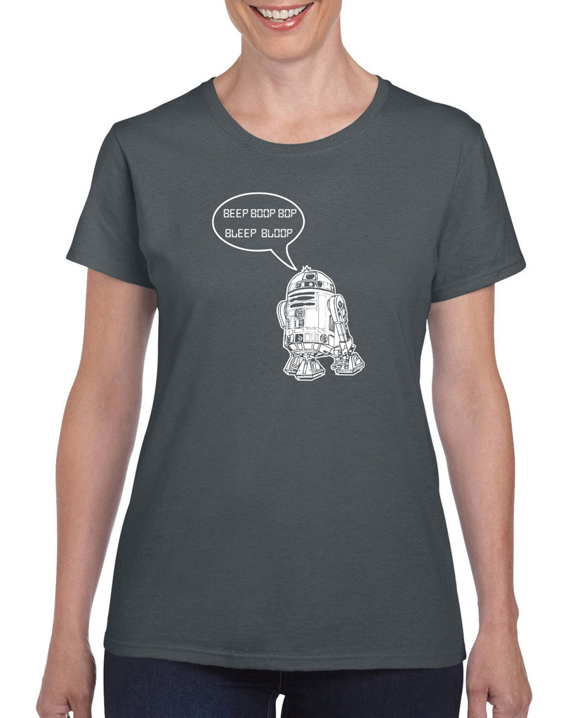 Beep Boop Bop Bleep Bloop Womens T-Shirt Funny Droid Star Wars 3CPO Jedi Geek Nerd