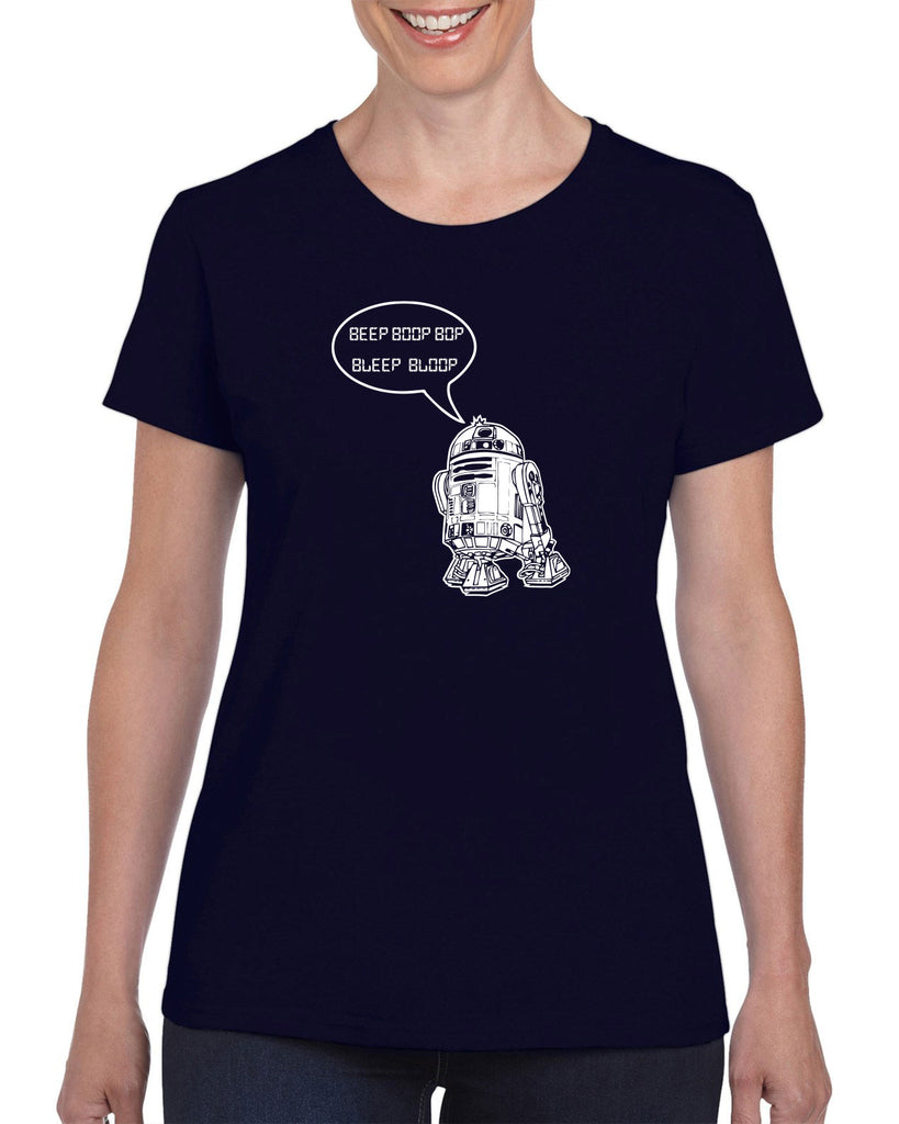 Beep Boop Bop Bleep Bloop Womens T-Shirt Funny Droid Star Wars 3CPO Jedi Geek Nerd