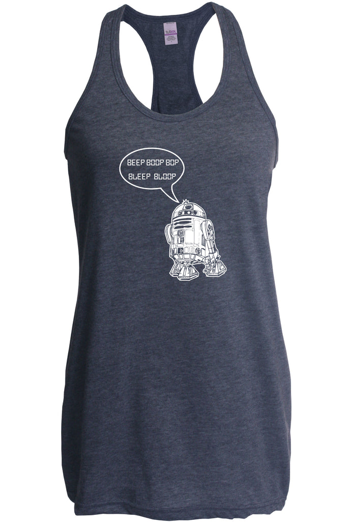 Beep Boop Bop Bleep Bloop Racer Back Tank Top Funny Droid Star Wars 3CPO Jedi Geek Nerd