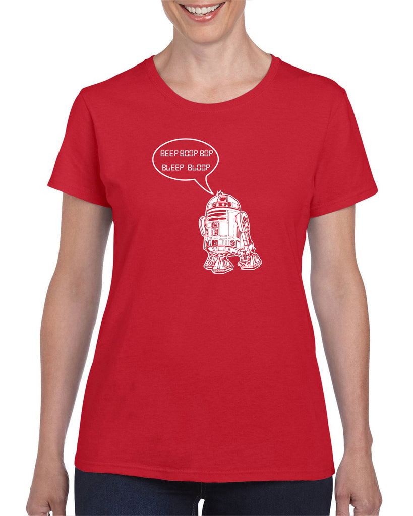 Beep Boop Bop Bleep Bloop Womens T-Shirt Funny Droid Star Wars 3CPO Jedi Geek Nerd