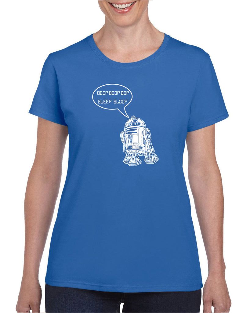 Beep Boop Bop Bleep Bloop Womens T-Shirt Funny Droid Star Wars 3CPO Jedi Geek Nerd