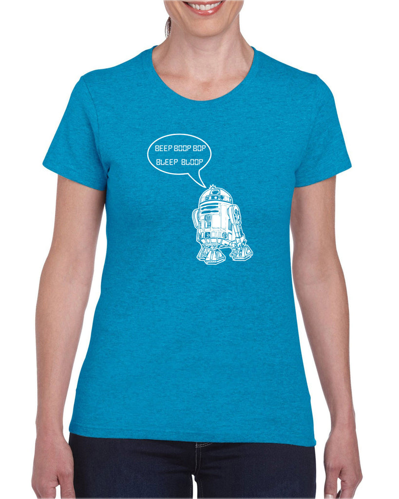 Beep Boop Bop Bleep Bloop Womens T-Shirt Funny Droid Star Wars 3CPO Jedi Geek Nerd