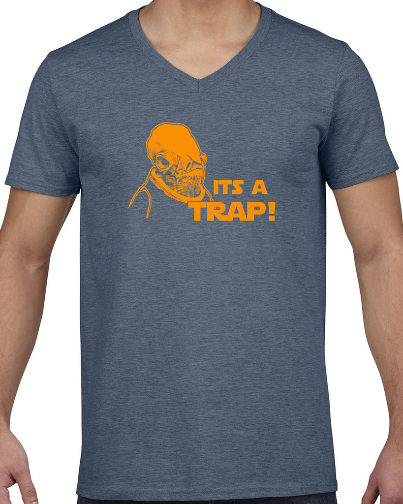 It's A Trap Mens V-Neck Shirt Star Wars Admiral Ackbar Funny Geek Nerd 80s Movie Jedi Force Light Saber Edit alt text