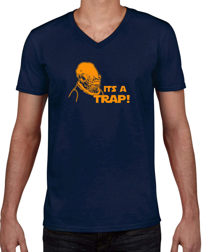 It's A Trap Mens V-Neck Shirt Star Wars Admiral Ackbar Funny Geek Nerd 80s Movie Jedi Force Light Saber Edit alt text
